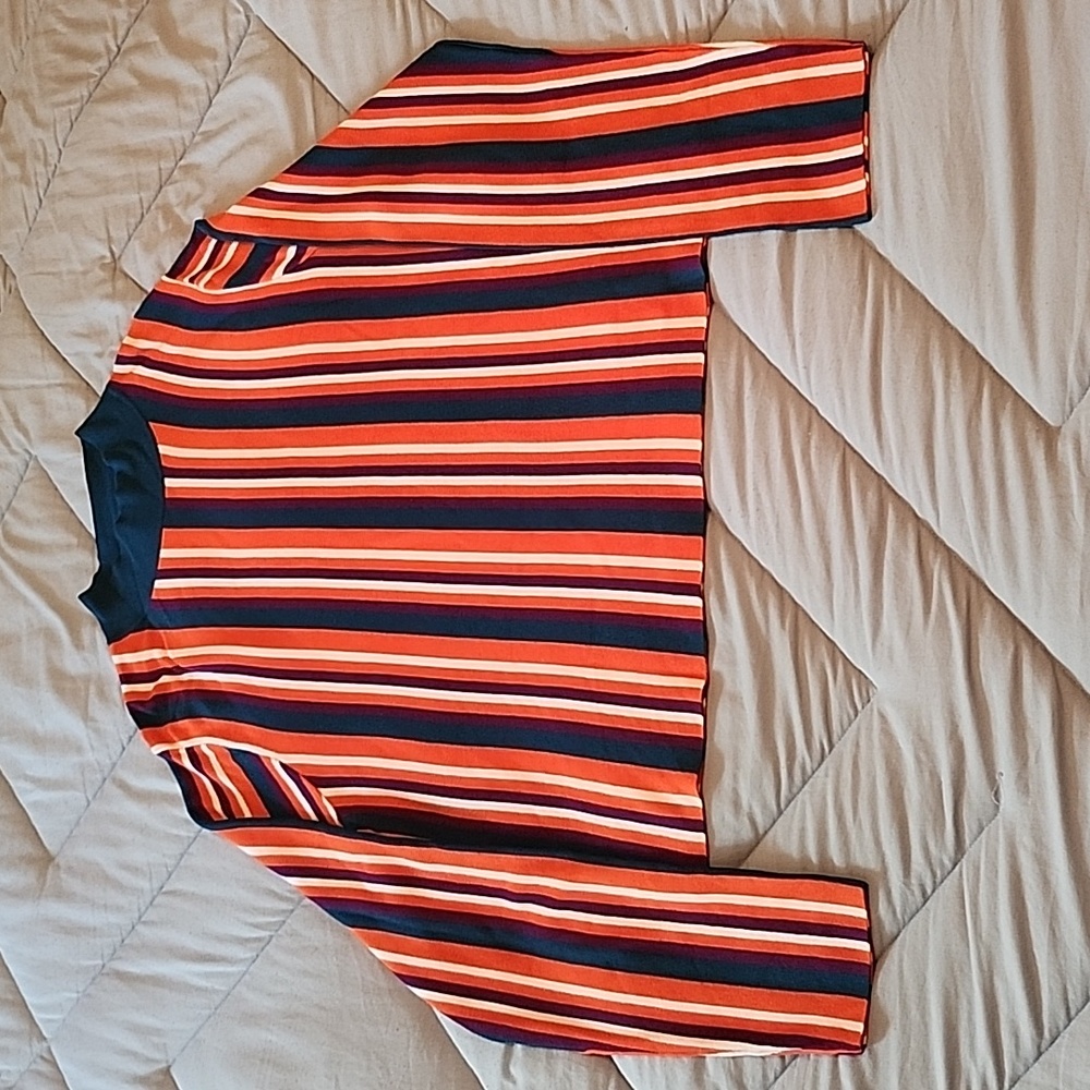 Victor Glemaud Striped Autumnal Cropped Turtleneck